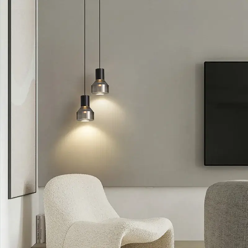 Transparent acrylic pendant light with natural adjustable cord Offre Spéciale