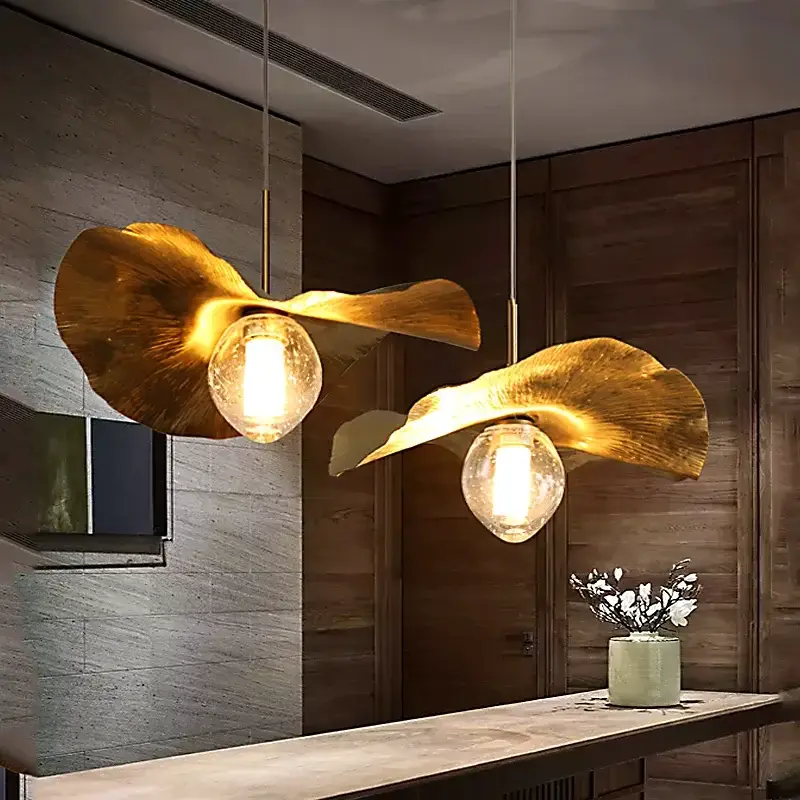 Nordic copper lotus leaf chandelier pendant light Quantité Limitée