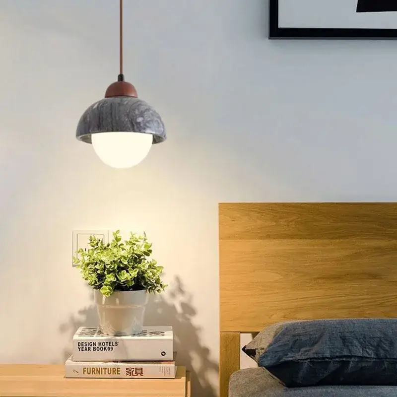 Seulement Aujourd&rsquo;hui Modern stone and wood pendant light for interiors