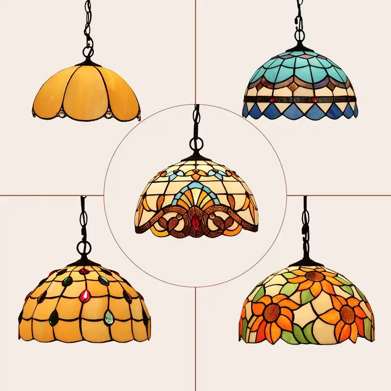 Offre Exclusive Retro tiffany stained glass chandelier industrial style for interiors