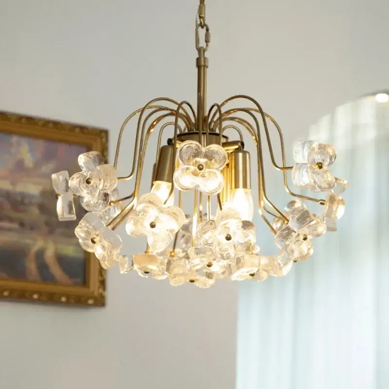 Must-Have Retro iron and glass chandelier for interior decoration