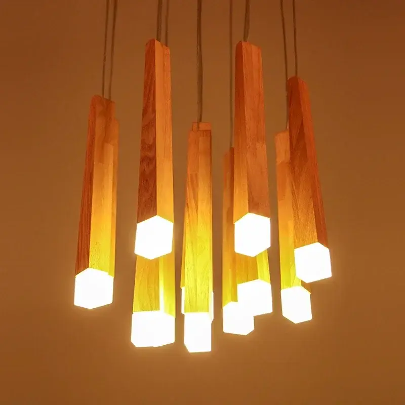 Nordic wood led chandelier for interior decoration Prix Cassé
