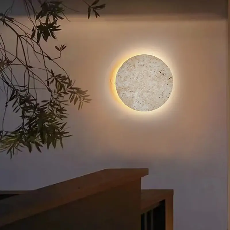 Vintage round natural stone decorative wall light for interiors Commander Maintenant