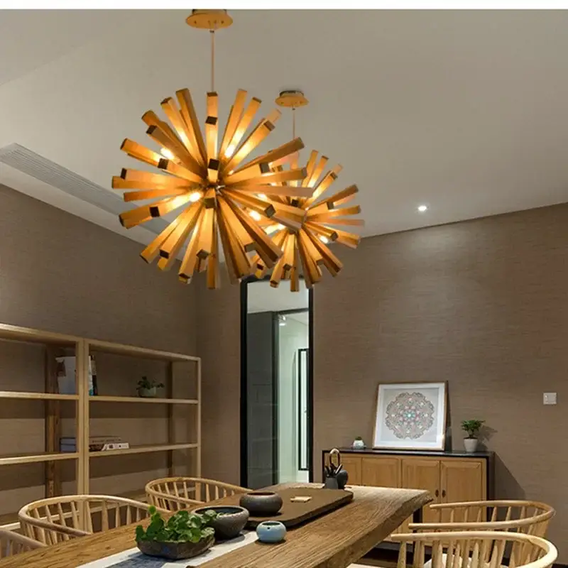 Nordic dandelion wooden pendant lights art creative new chinese pen… Expédié Aujourd&rsquo;hui