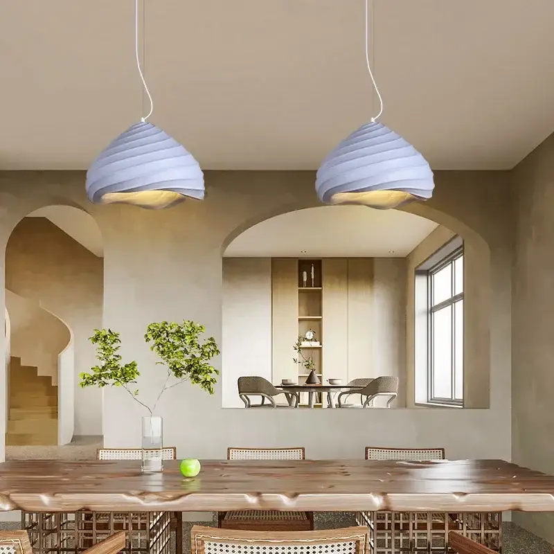 Nordic wabi-sabi wind chandelier dining room led pendant lights bed… Réduction