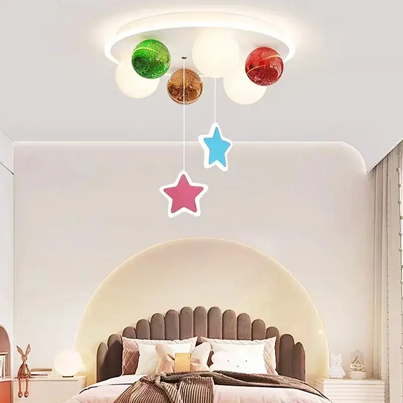 Glass chandelier with star-shaped bubble ball Paiement Sécurisé