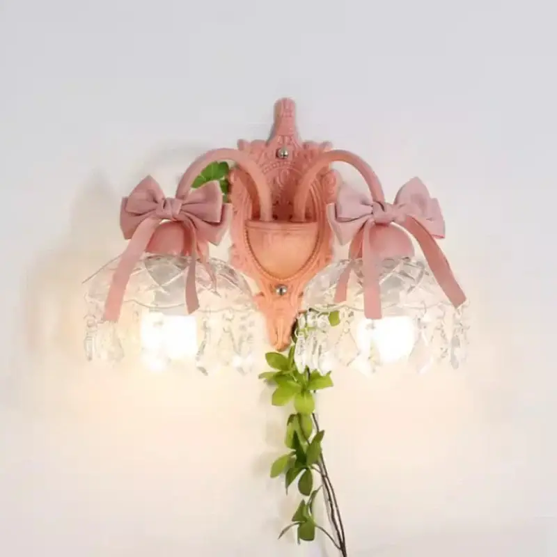 Pink crystal glass wall light for little girl Usine Directe