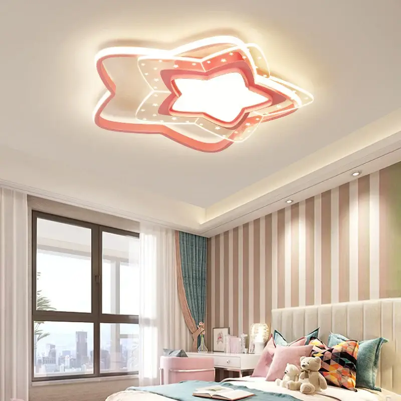 Offre Du Jour Modern pink star led ceiling light for children's room
