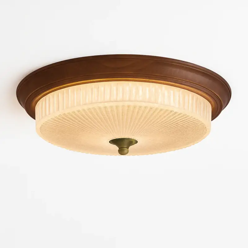 Offre Exclusive Walnut color etched glass lampshade, french retro art vintage, ceil…