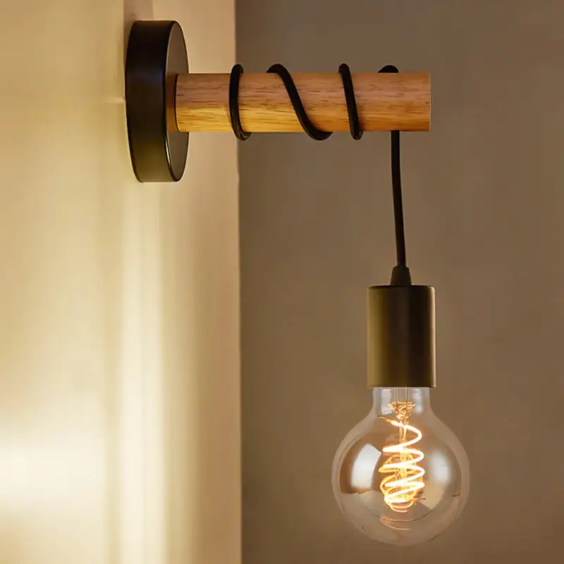 Modern wooden wall light for indoor and outdoor lighting Expédition Rapide