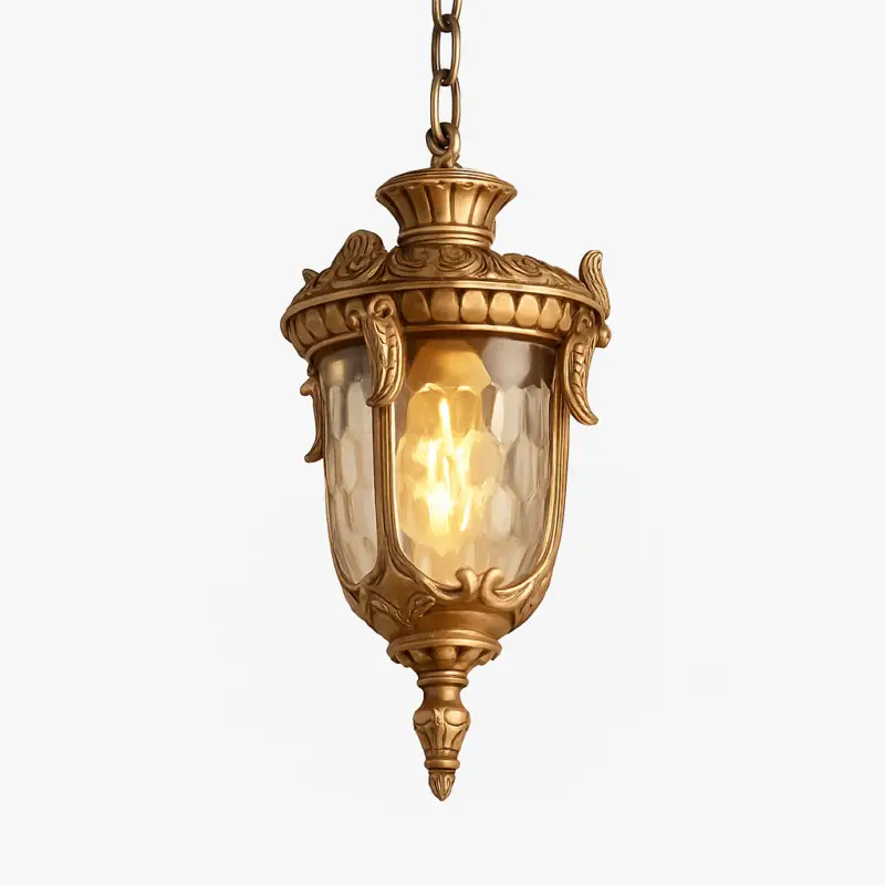 Vintage waterproof glass pendant light for garden and outdoor use Certifié