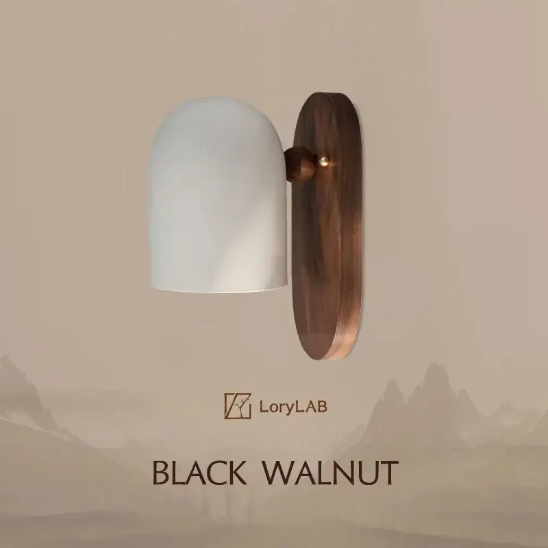 Walnut wood iron, simple modern wabi-sabi style, wall sconce for be… Pas Cher