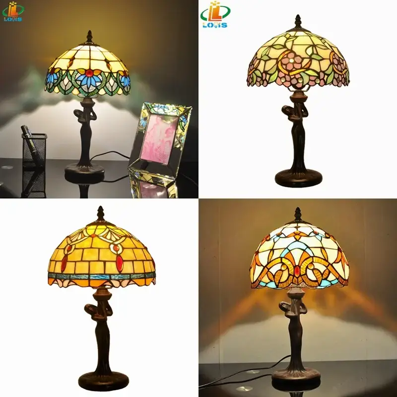 Tiffany style stained glass table lamp for restaurant and café Super Prix