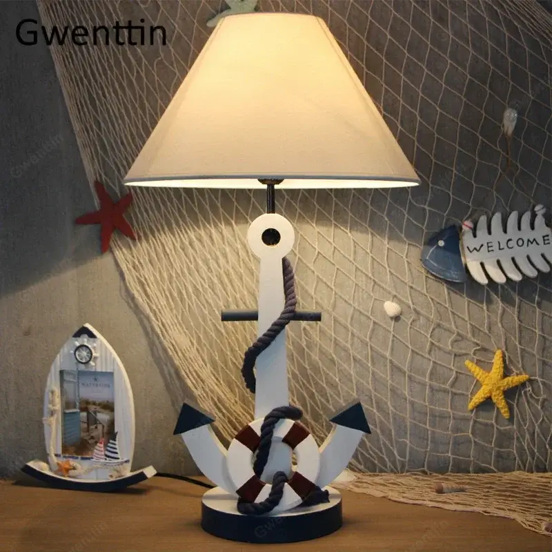Wooden anchor desk lamp for children's room decor Seulement Aujourd&rsquo;hui