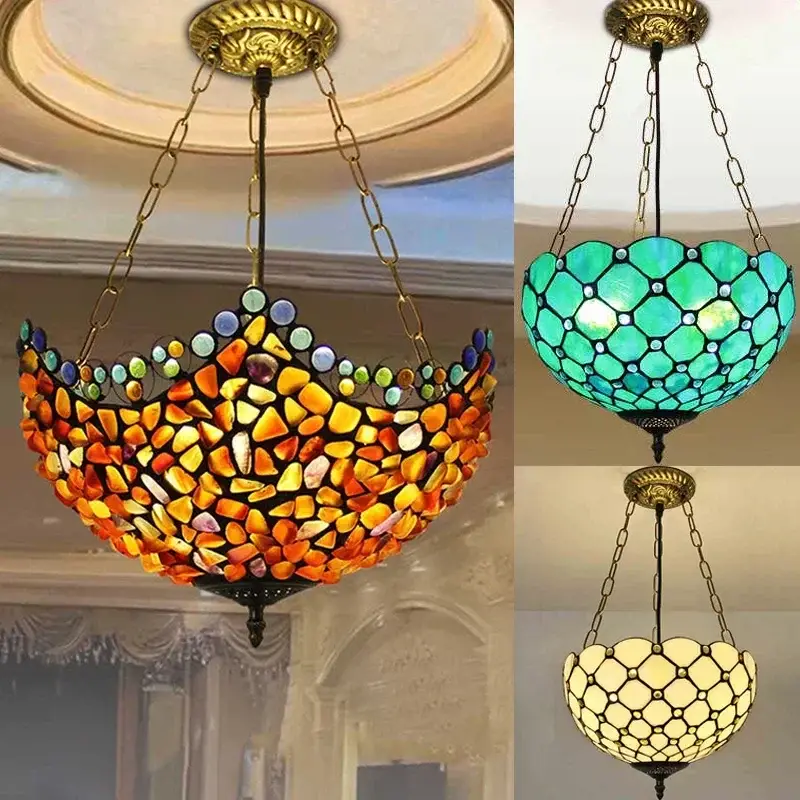 Prix Bas Tiffany style stained glass chandelier for interior decoration