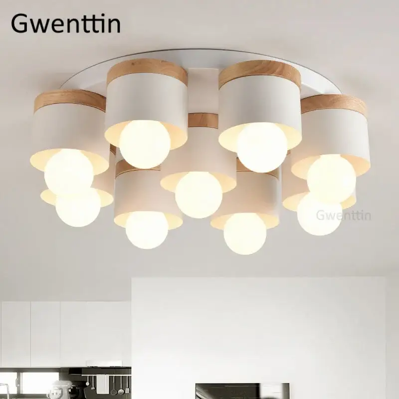 Modern wood and iron ceiling light for interior decoration Quantité Limitée