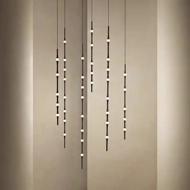 Promotion Nordic acrylic pendant light with bamboo design for indoor decoration