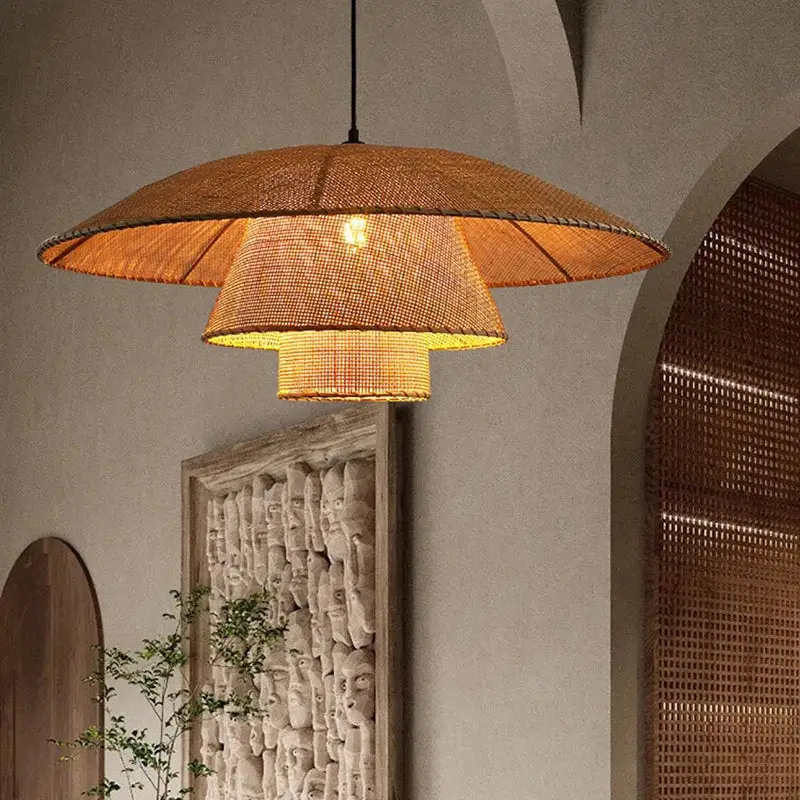 Petit Prix Hand-woven vintage rattan pendant light for restaurants and hotels
