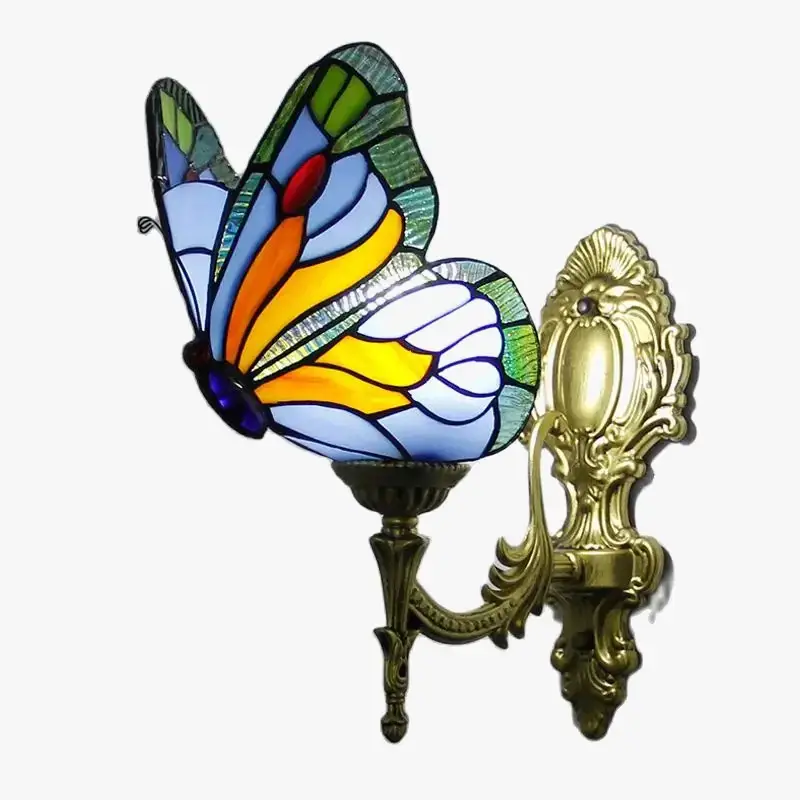 Tiffany butterfly wall light mediterranean decor stained glass mirror Satisfait Ou Remboursé