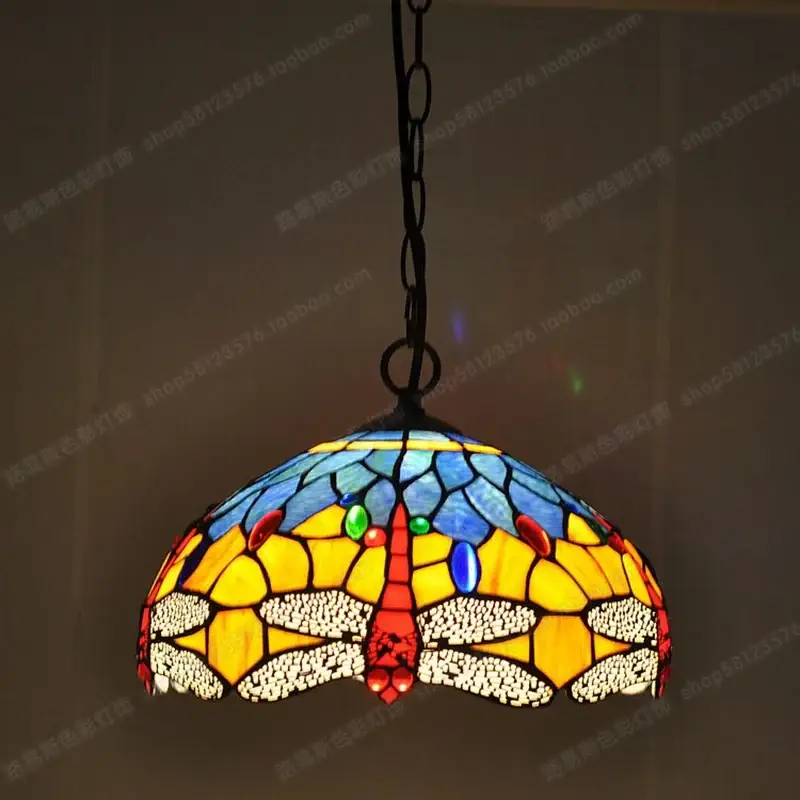 Prix Choc Dragonfly pendant lamp european style vintage tiffany stained glass