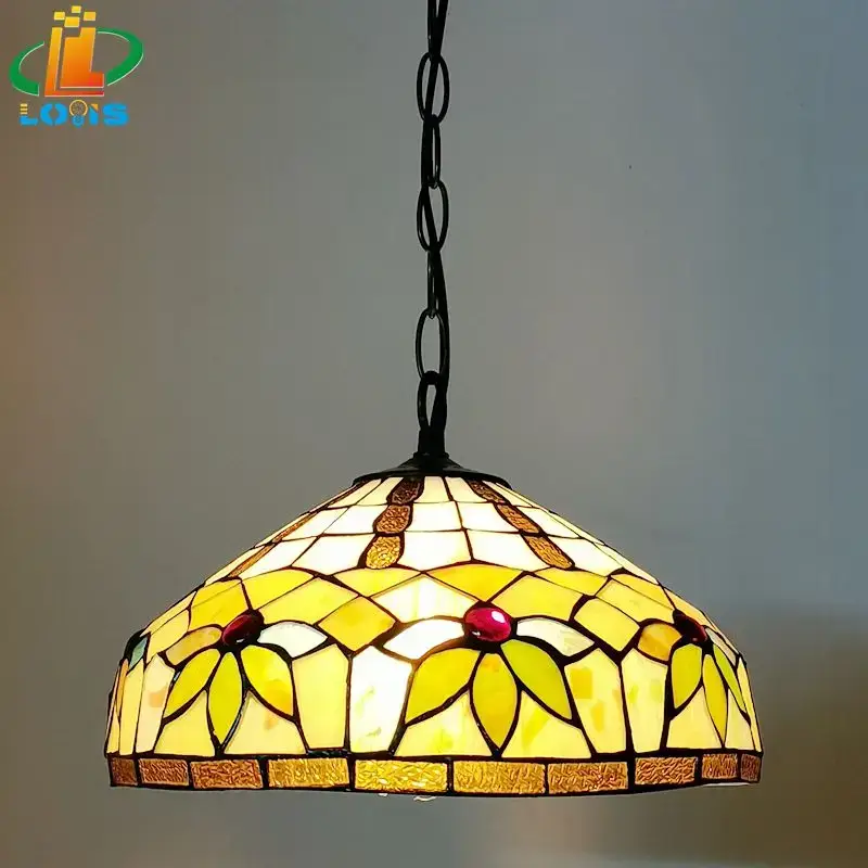 Achat Immédiat Tiffany leaf chandelier creative lighting for café restaurant bar