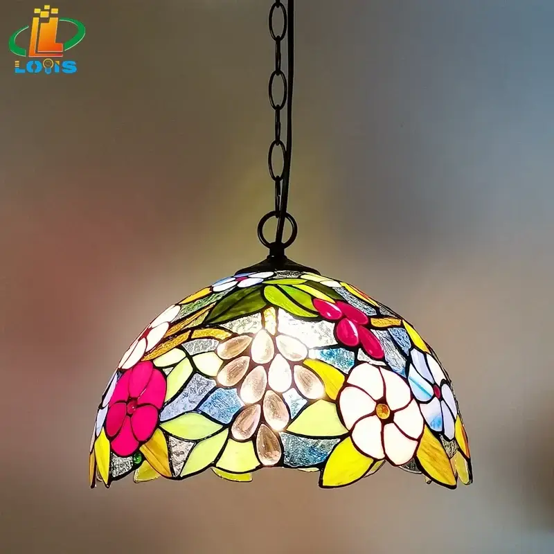 Quantité Limitée Tiffany style floral drop chandelier led lighting for cafés and res…