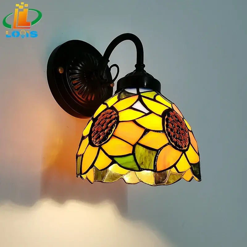 Offre Du Jour Tiffany-style stained glass sunflower wall light for indoor lighting