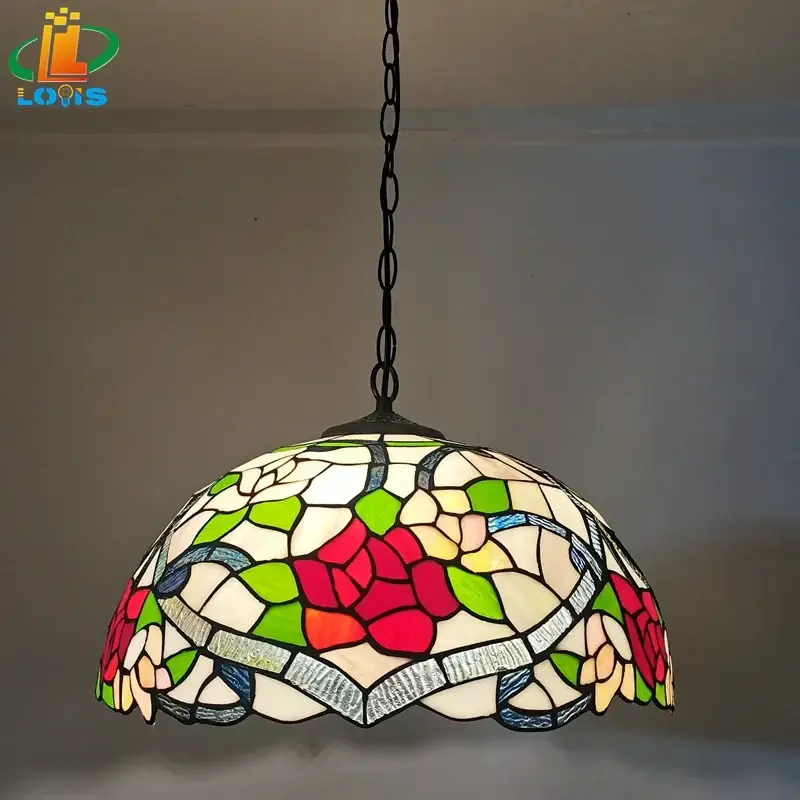 Must-Have Tiffany style flowered glass chandelier nordic retro decoration