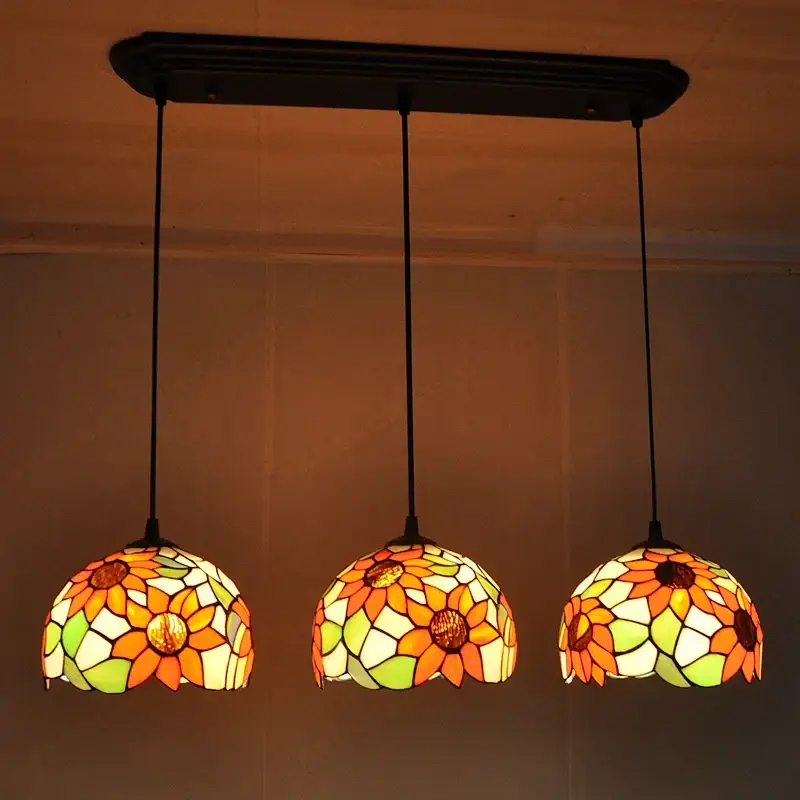 Nordic style sunflower stained glass chandelier for modern lighting Meilleur Prix