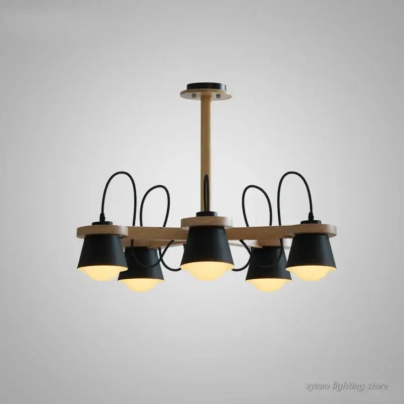 Nordic wooden pendant light for elegant interior decor Expédition Rapide
