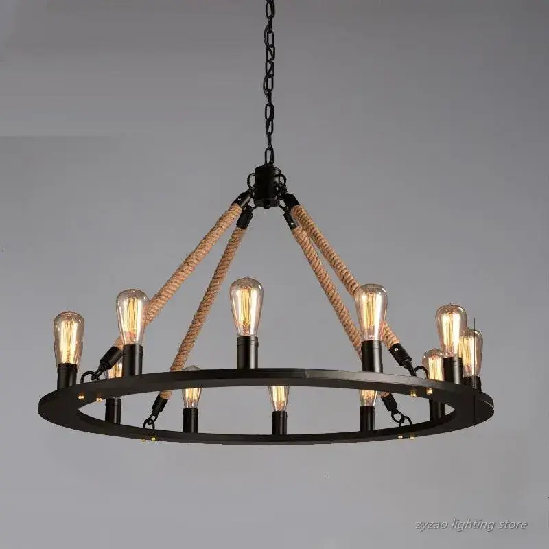 Vintage industrial hemp rope pendant light Vente Directe