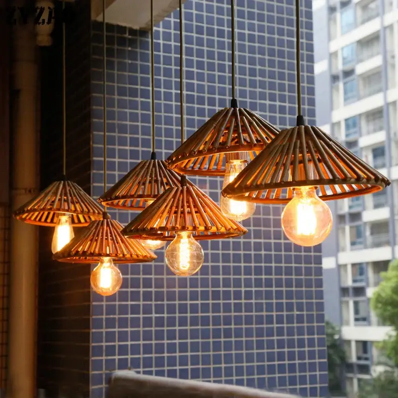 Prix Bas Japanese style bamboo pendant light for interior decor