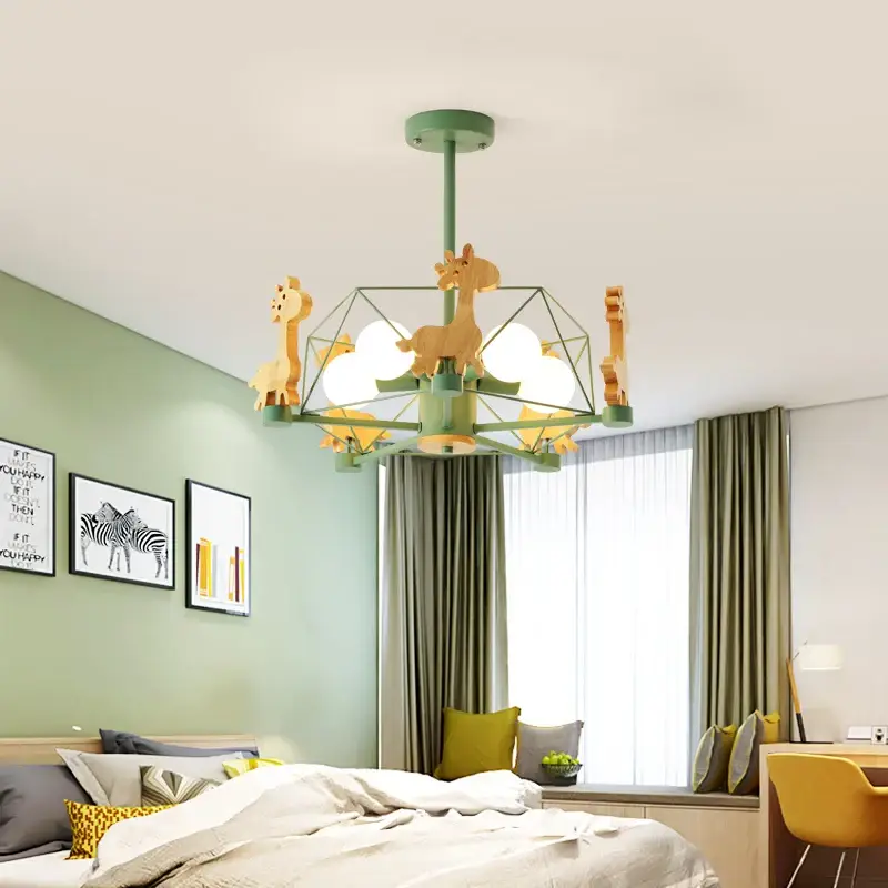Paiement Sécurisé Nordic wood animal chandelier for children's bedroom