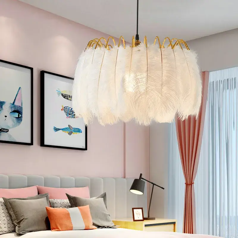 Vente Directe Modern romantic feather pendant light for interior decor