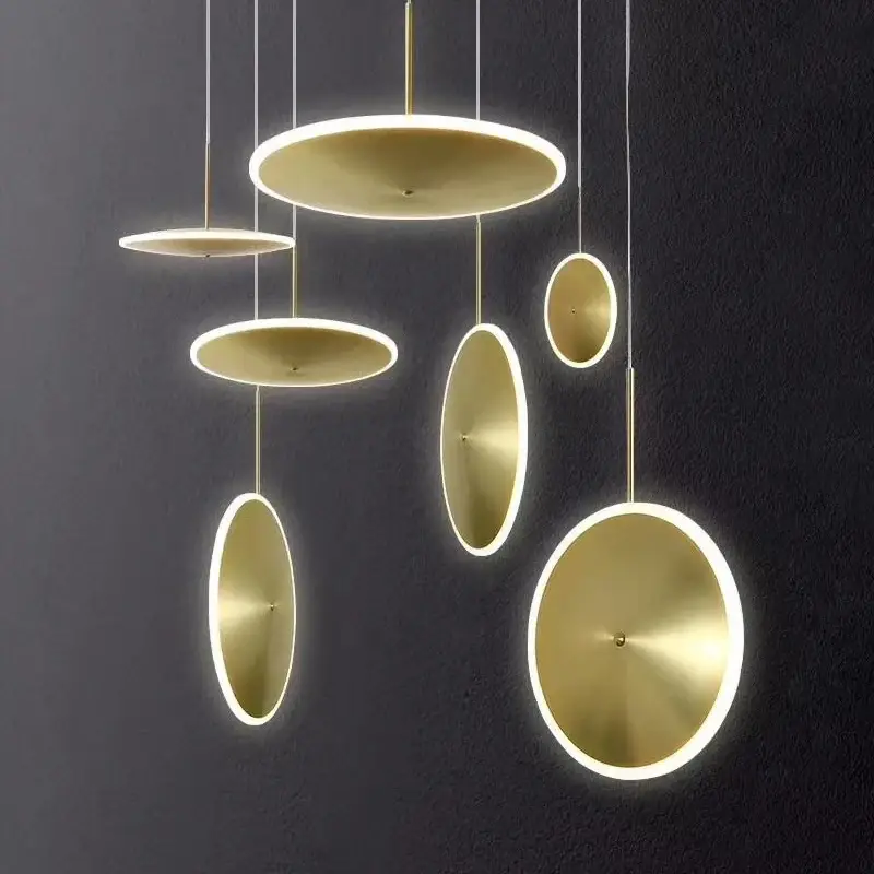 Nordic luxury linear metal led pendant light for interiors Satisfait Ou Remboursé