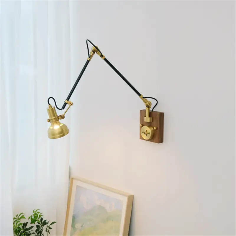 Nordic retro copper wall light with adjustable swing arm and switch Jusqu&rsquo;à Épuisement Des Stocks