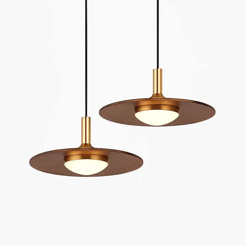 Pas Cher Nordic wood and copper flying saucer pendant light for interiors