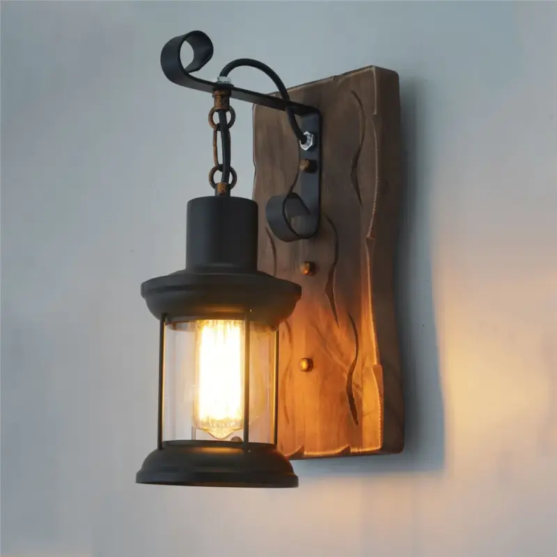 Top Vente Industrial wood wall lamp vintage loft style