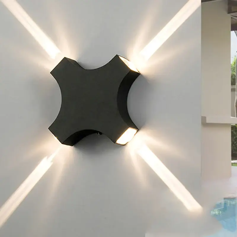 Narrow led wall light with four beams for outdoor garden lighting Meilleur Choix