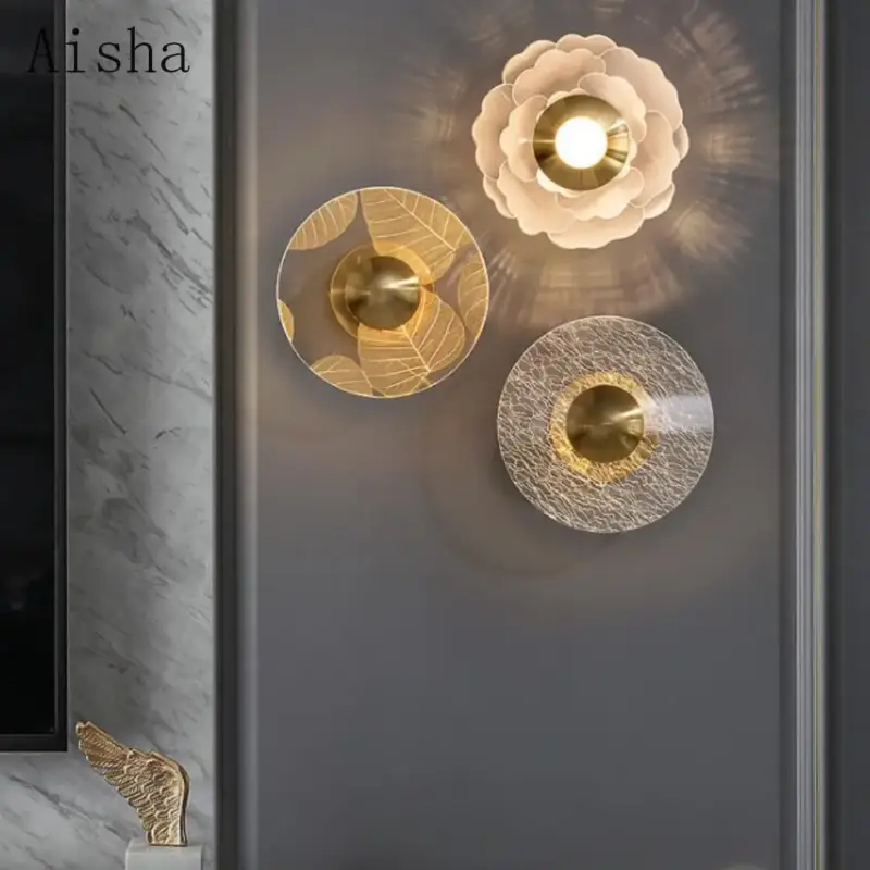 Acheter En Ligne Decorative gold metal flower led wall light