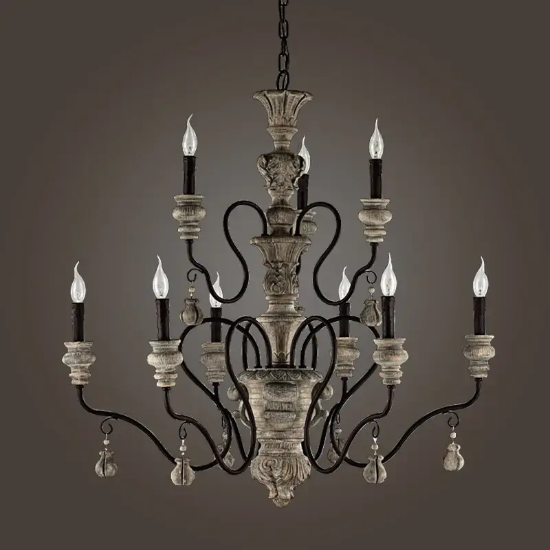 Promotion Vintage wrought iron chandelier industrial style for modern decor