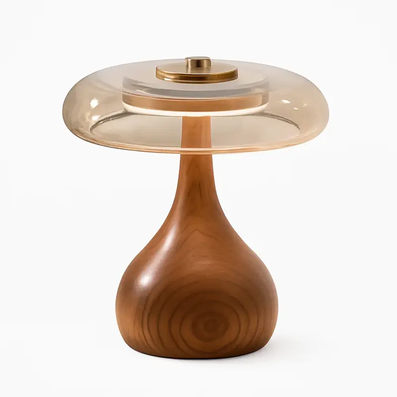Retro glass and wood japanese style table lamp Promotion Saisonnière