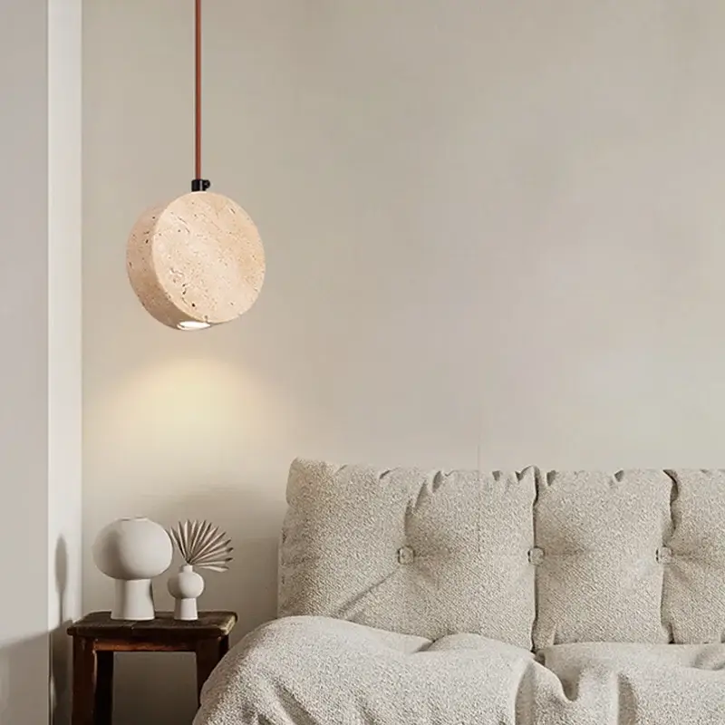 Vintage natural stone pendant with bell shade Commande En Gros