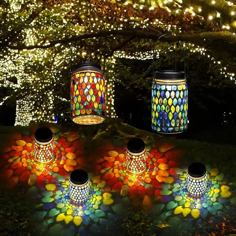 Petit Prix Decorative solar mosaic garden lantern