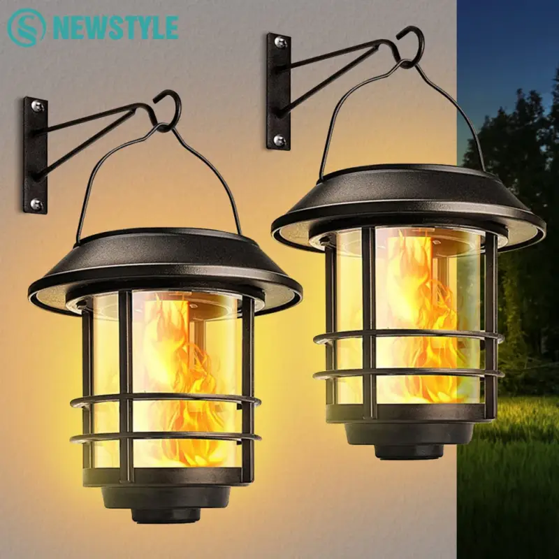 Vente Directe Hanging solar lantern with flickering flame for outdoor use