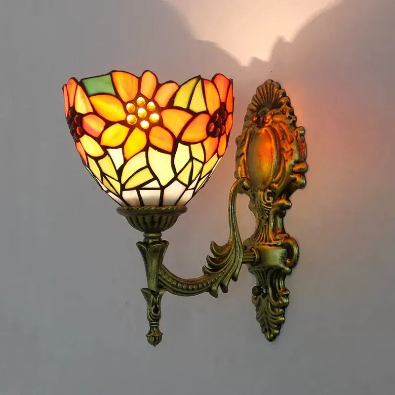 Prix Choc Baroque stained glass wall light with turkish flowers