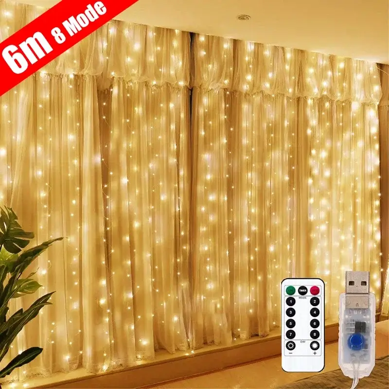 Paiement Sécurisé Led fairy light garland with remote control and 8 decorative modes