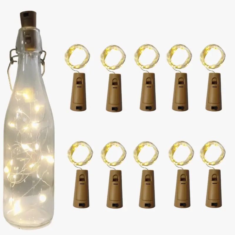 Set of 10 cork led bottle string lights for decoration and diy Retour Gratuit