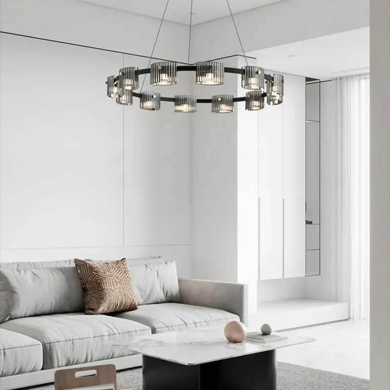 Petit Prix Minimalist forged glass chandelier with elegant led lighting