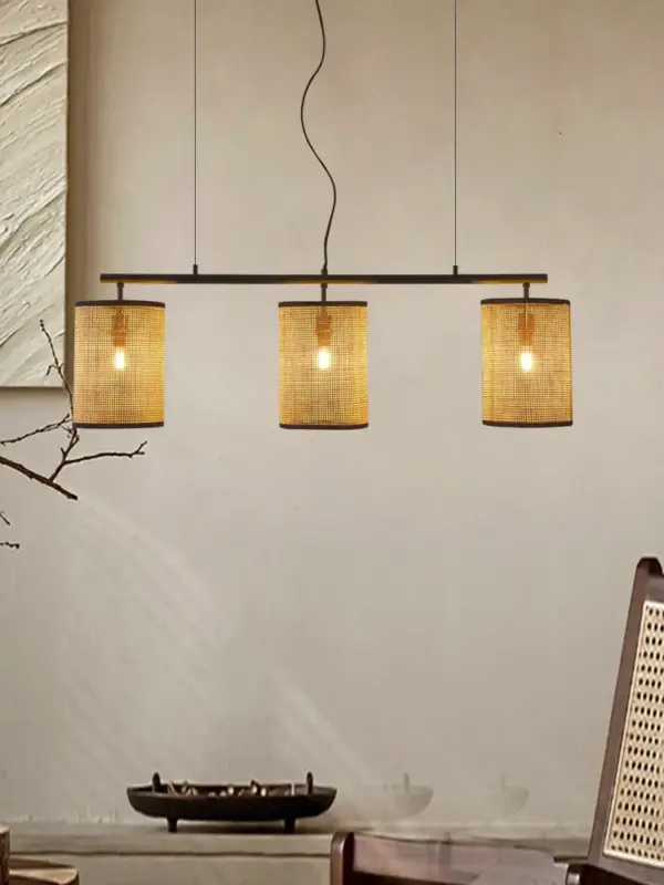 Retro rattan chandelier in rustic style for creative lighting Offre Limitée